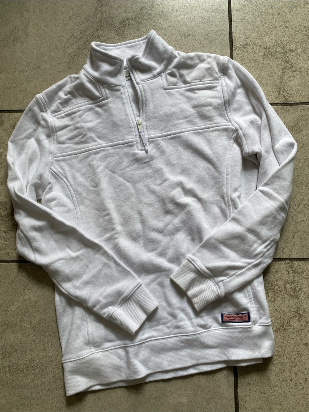 Vineyard Vines White Shep Shirt Quarter-Zip Pullover Sweatshirt